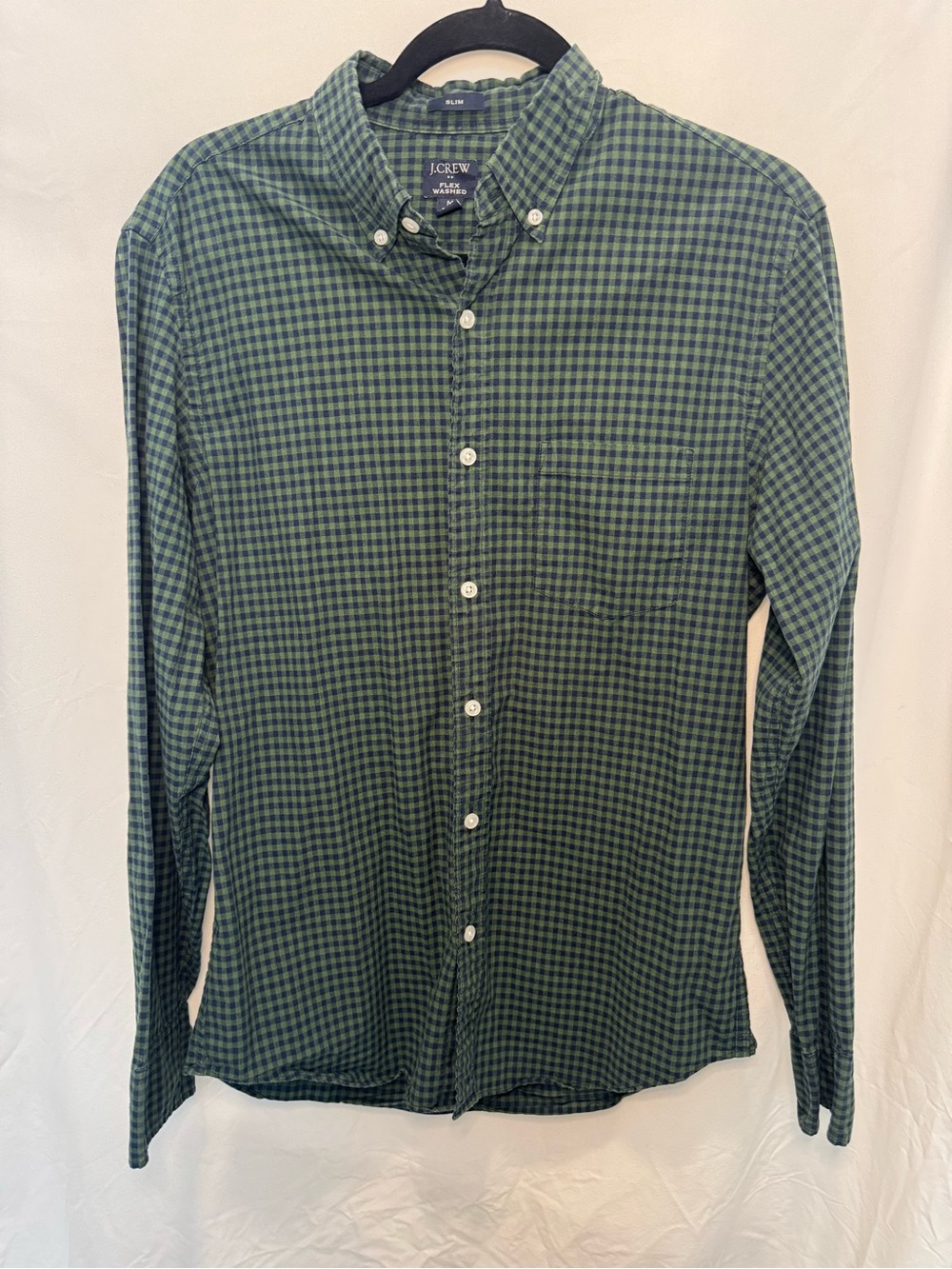 J. Crew Green and Navy Gingham Button-Down Shirt